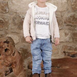 סוודר סרוג עבה עם ריץ רץ